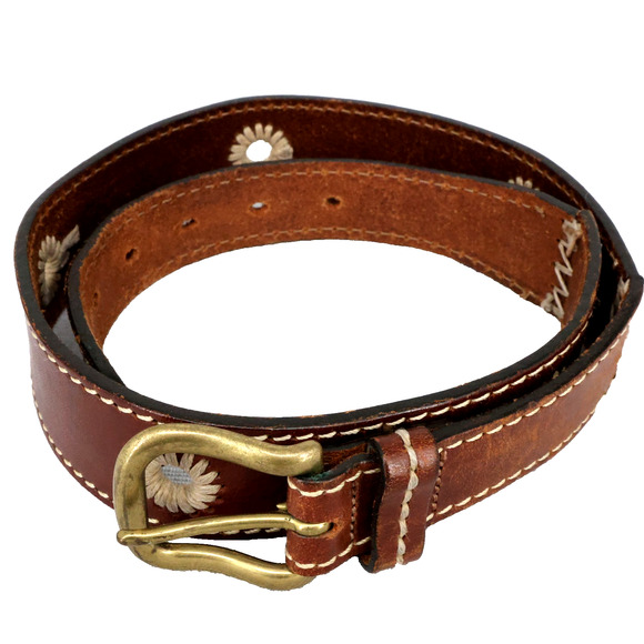 Eddie Bauer Accessories - Eddie Bauer Belt Womens Large Brown Italian Leather Brass Buckle USA Western